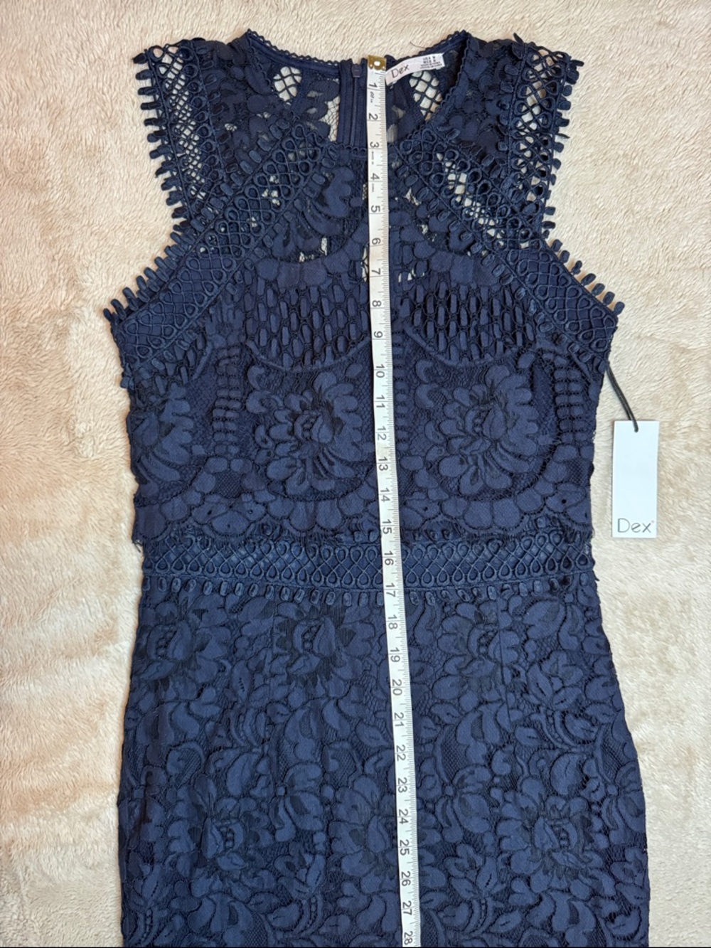 NWT Dex Navy Floral Crochet Lace Midi Dress sz M - Picture 8 of 12